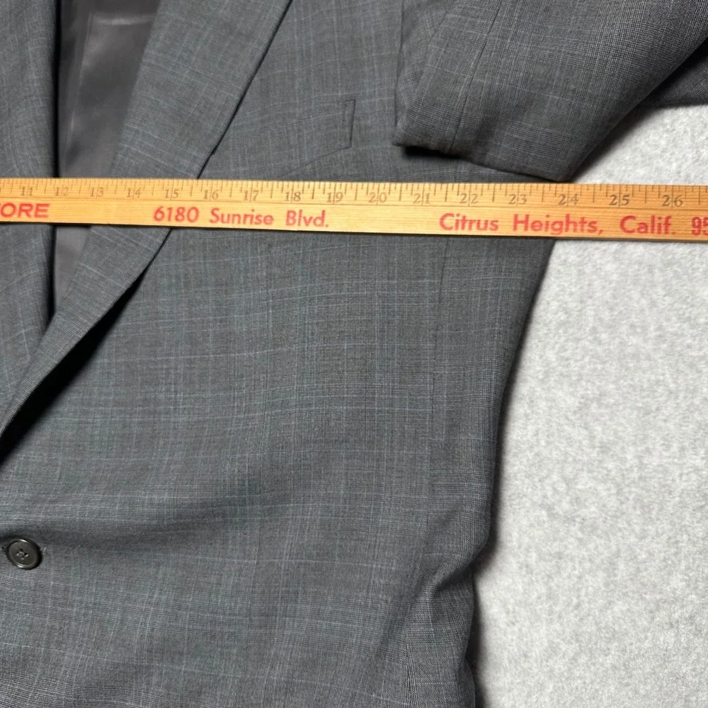 Ermenegildo Zegna Mens Grey/Blue Glen Plaid Wool Blazer Suit Jacket Size 54L 44R